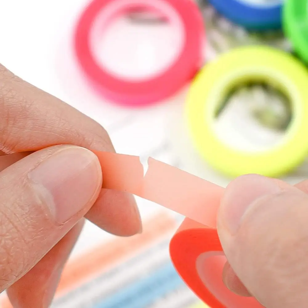 Professional 5 Rolls Highlighter Sticker Transparent PET Fluorescent Index Tabs Adhesive Sticker Roll Stationery