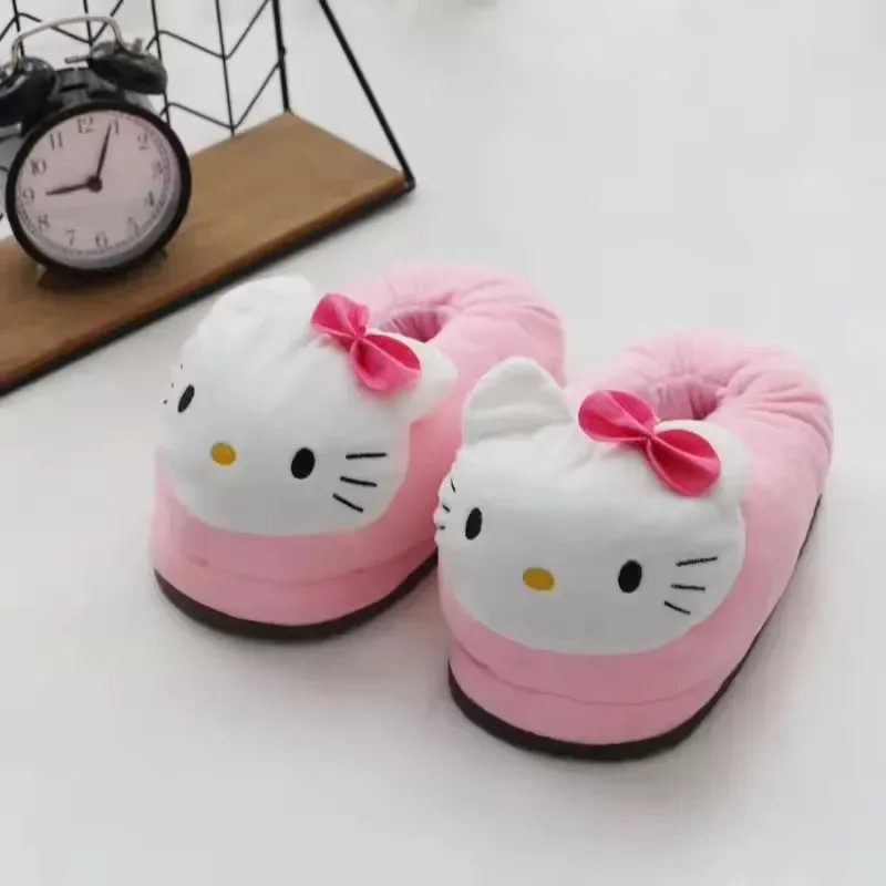 Sanrio Hello Kitty Katoen Pluche Slippers Warme Anime Indoor Schoenen voor Meisjes Vrouwen Herfst Winter Home Comfort