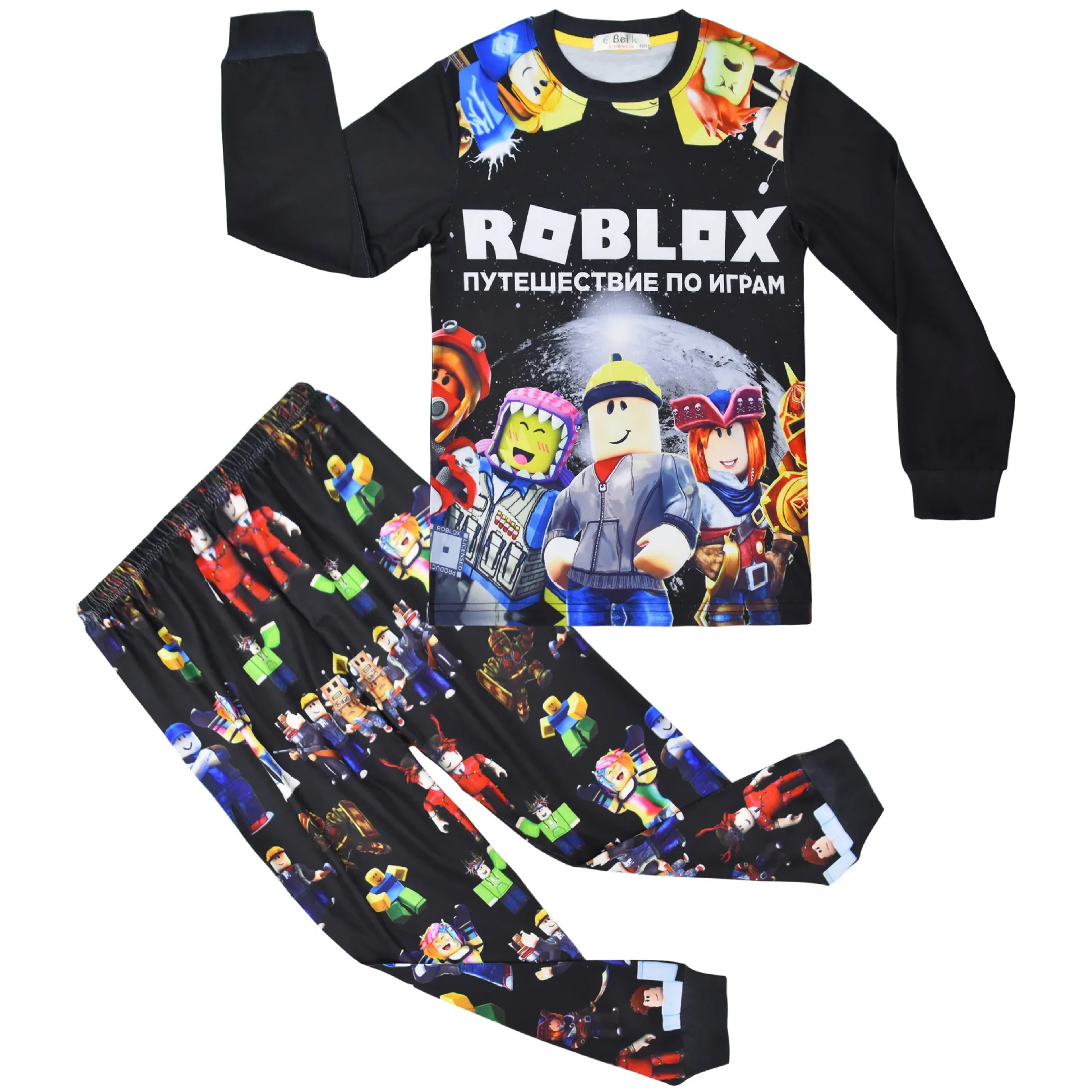 Game Roblox Clothing Middle and Big Kids Homewear Suit Long-sleeved Two-piece Pajamas Birthday Gift For Girls Kids Boys