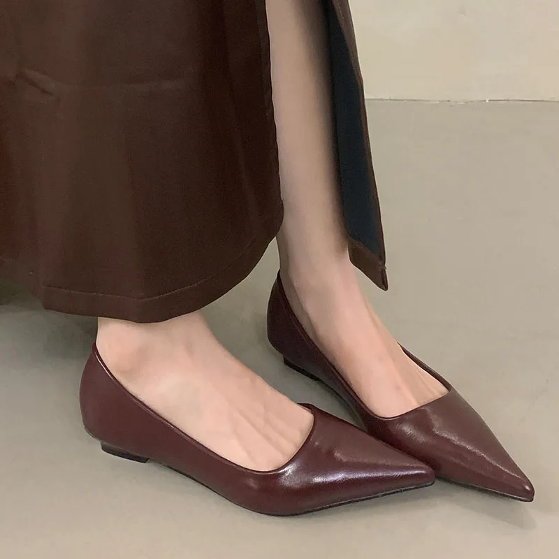 Female Slip On Footwear Pumps Ladies Low Heel Shoes Casual Pointed Toe Fashion Shallow Elegant Women Heeled Shoes Slides