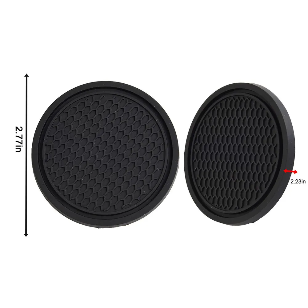 2pcs Black Car Auto Cup Holder Anti Slip Insert Coasters Pads Interior Accessories Universal Fits Perfectly For Most Cups