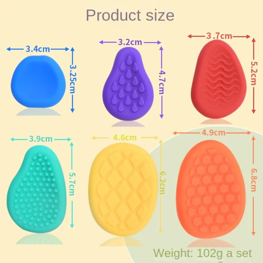 Jouet de pierre d'inquiétude en silicone avec UL, doux, sûr, mentaires oriel, Fidget, ADHD, adolescents, calmer, bas de Noël, 6 pièces