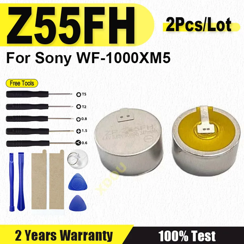 

2 шт./лот Z55FH для аккумулятора ZeniPower высокой емкости 90 мАч для Sony WF-1000XM5 1000 XM5 наушники аккумулятор Z55FH + инструменты