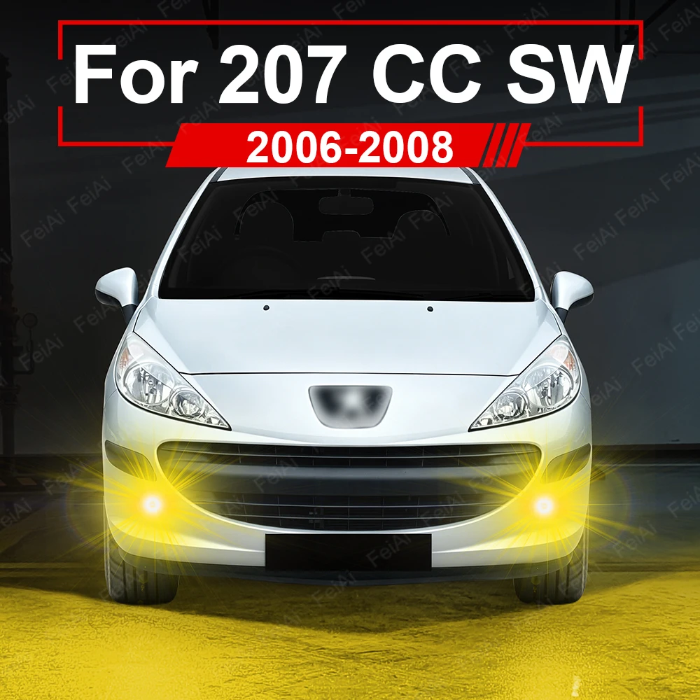 Car LED Fog Light Bulb For Peugeot 207 CC SW 2006 2007 2008 Accessories Super Bright LED Front Fog Light Dual Color White Yellow