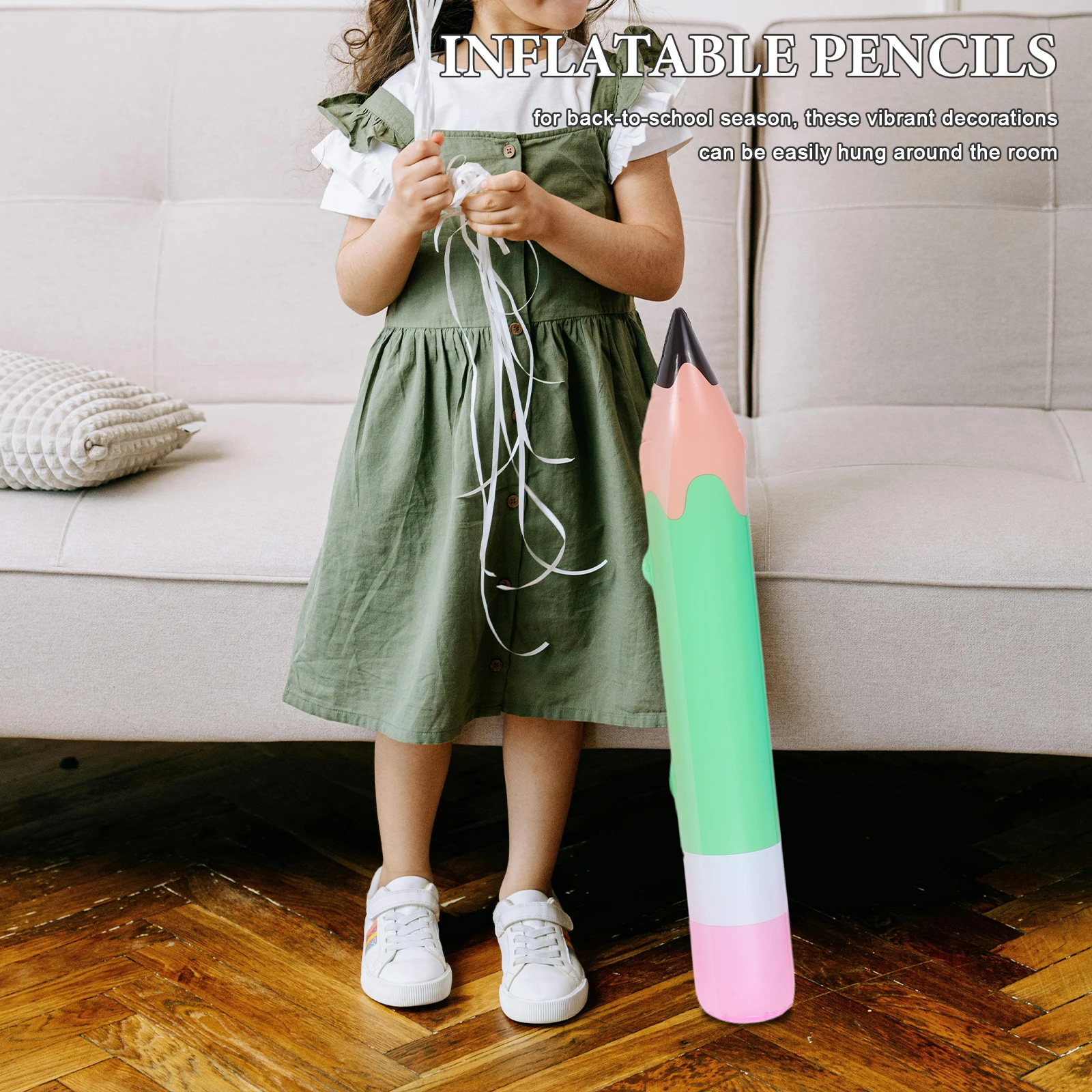 

6pcs Inflatable Pencil Balloons PVC Giant Prop Back to School Decorations Colorful Classroom Hanging Large Pencil Toy Balloon