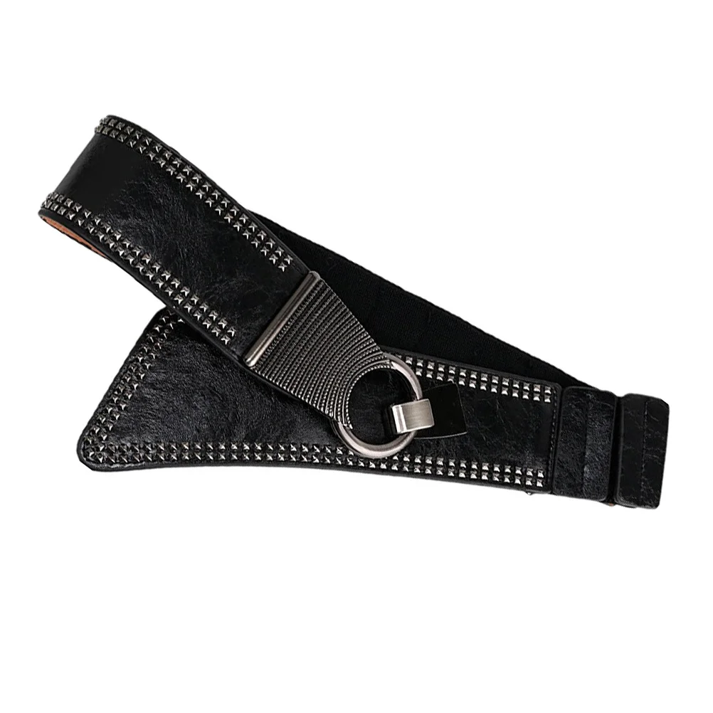 

1pc Wide Belt Pu Stretch Waistband For Women Wide Waist Band Fashion Dress Skirt Coat Girdle Punk Style Waist Belt