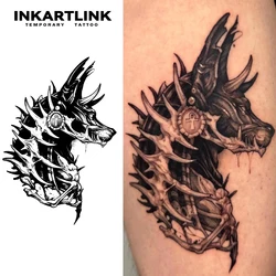 Skull dog temporary tattoo sticker, waterproof magic tattoo, lasts to 15 days fake tattoo, semi permanent tattoo