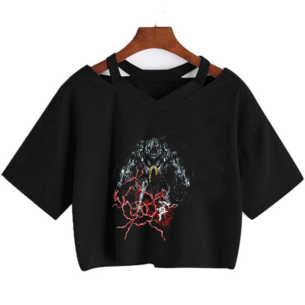 Top corto de Full Metal Alchemist para mujer, estilo manga, dollette, jojifuku, camisetas de los años 2000, ropa de calle divertida y linda con estilo manga