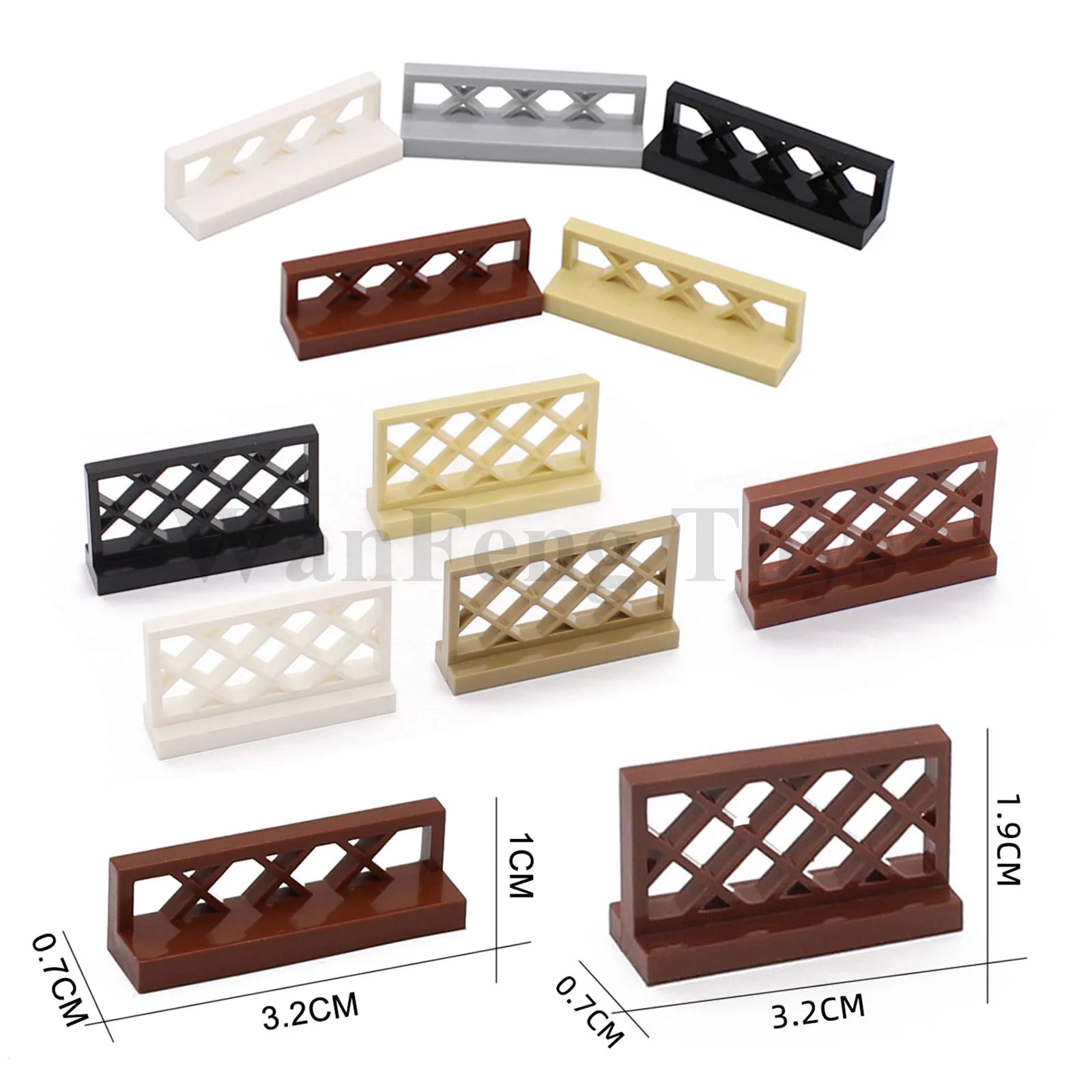 60PCS MOC Blocks City Fence 1x4x2 1x4x1 Railing Street View Garden Building Bricks Parts Accessories Compatible with 3633 3185