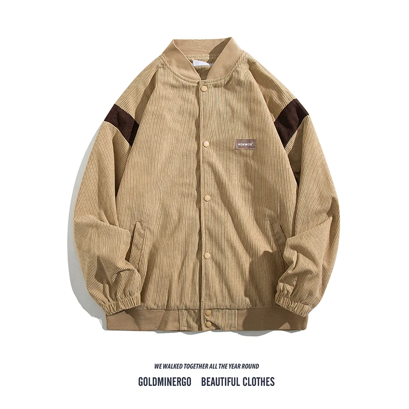 

Мужская куртка в стиле ретро-американский хип-хоп, свободного кроя, весенне-осенняя, с цветными блоками, отложным воротником, универсальная, модная