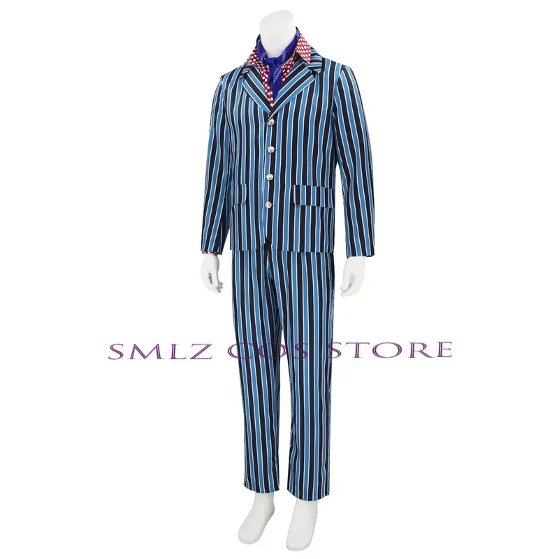 AIAI 2025Movie Austin Powers Cosplay Costume Men's Vintage 1980s Fashion Blue And Black Striped Suit Halloween Costumes