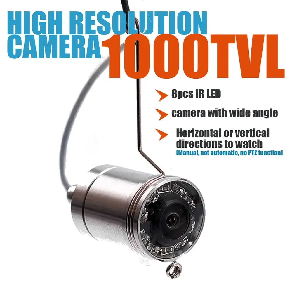 4.3Inch Câu Cá Camera 1000TVL HD Máy Ảnh Chụp Dưới Nước 8Pcs IR LED Dò Tìm Cá Chống Nước Băng Camera Rộng góc WF06