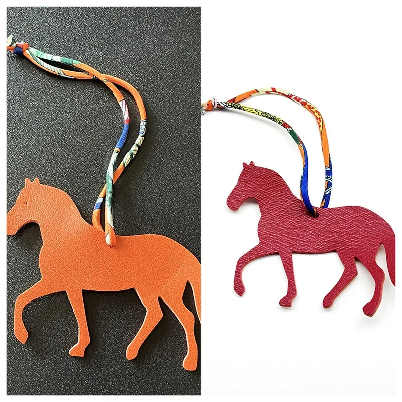 Trendy PU Leather Rocking Horse Keychain Cartoon Animal Pendant Key Ring Charm Women Bag Decoration Accessories