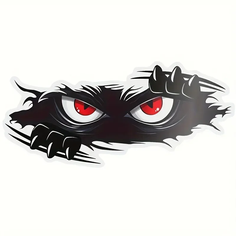 Angry Peek Monster Car Sticker - Durable PVC Bumper Sticker, Fun Monster Design, Black