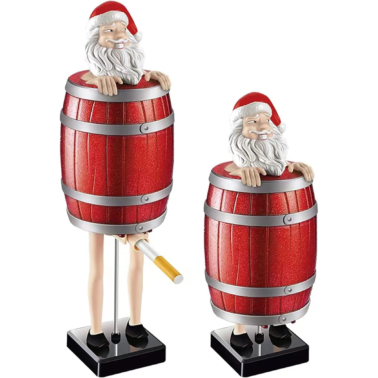 Uncle Santa Automatic Cigarette Box Strange Uncle Santa Claus Wooden Barrel Cigarette Storage Case Xmas Christmas Decoration