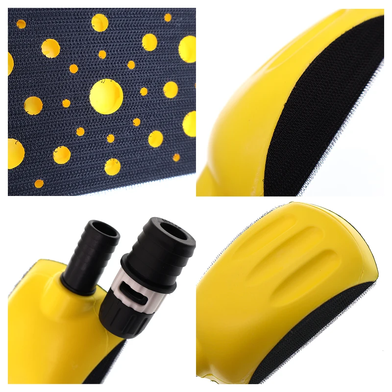 6 Inch Vacuum Hand Sanding Block, Hook and Loop Sanding Holder, Dust-free Pad for Polishing in Auto Body Paint Woodworking