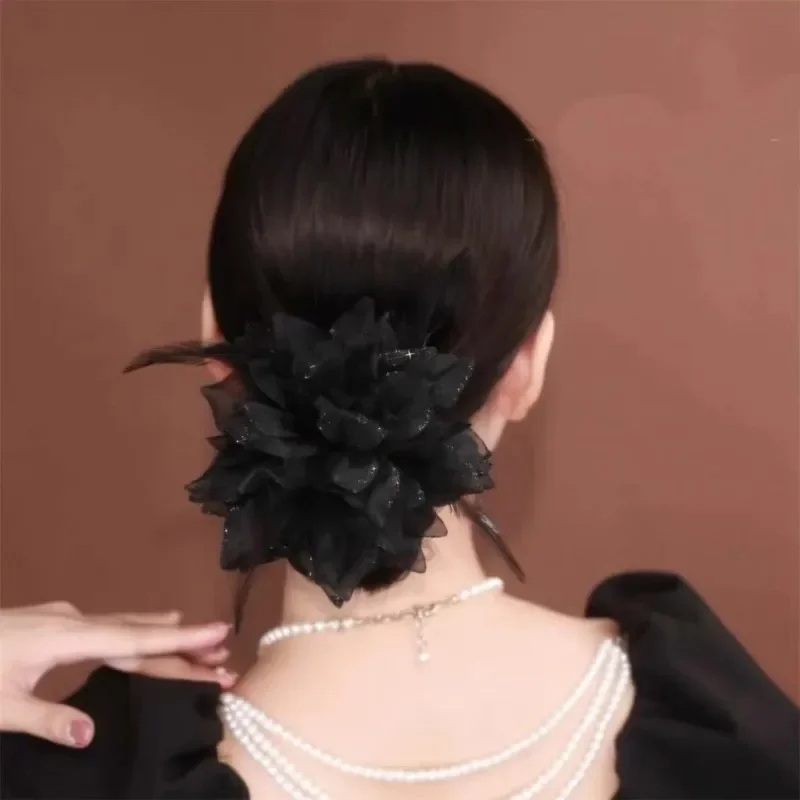 Elastic Hair Bands  Feather Flower Large Integer Ring Women's High Elastic Rubber Band  Accesorios Para El Cabello  머리끈