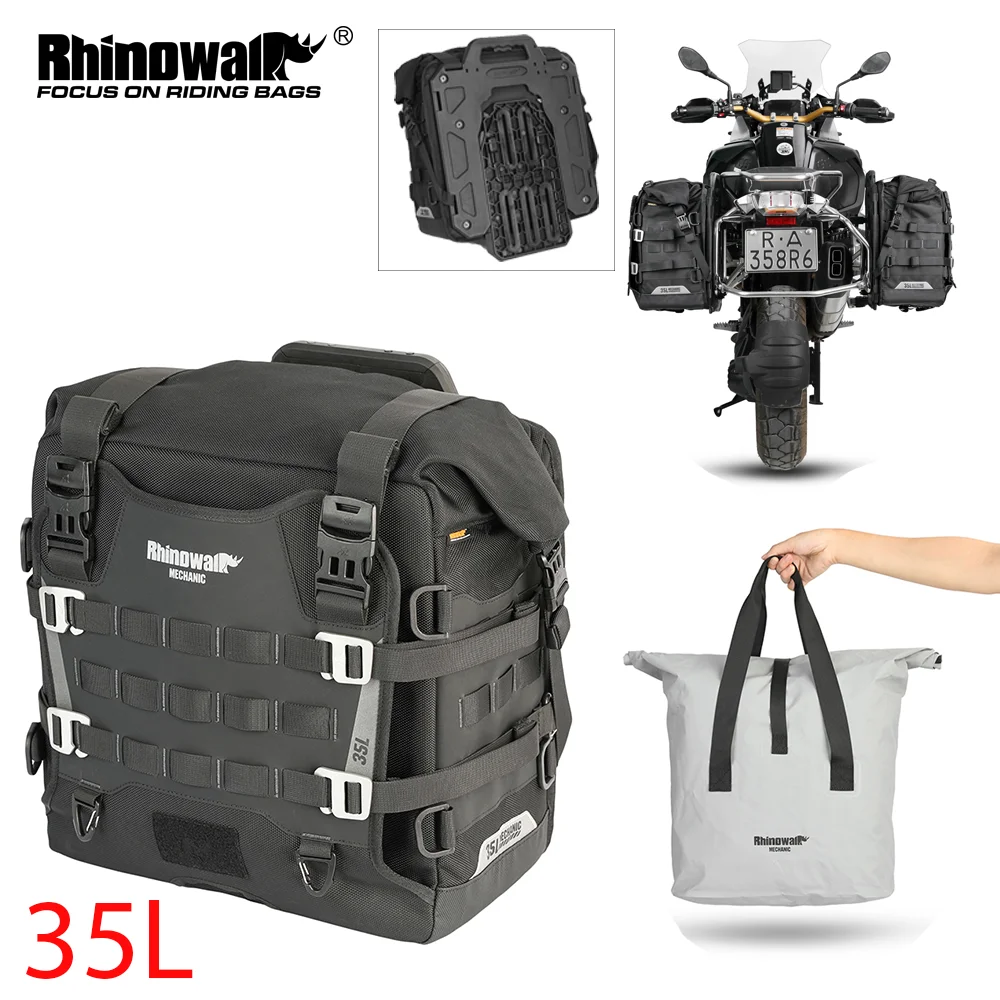 

Rhinowalk Motorcycle Bag 35L 1/2 Piece Quick Release Saddlebag Side Bag With Support Board Rainproof Inner Bag Molle Anti-Theft