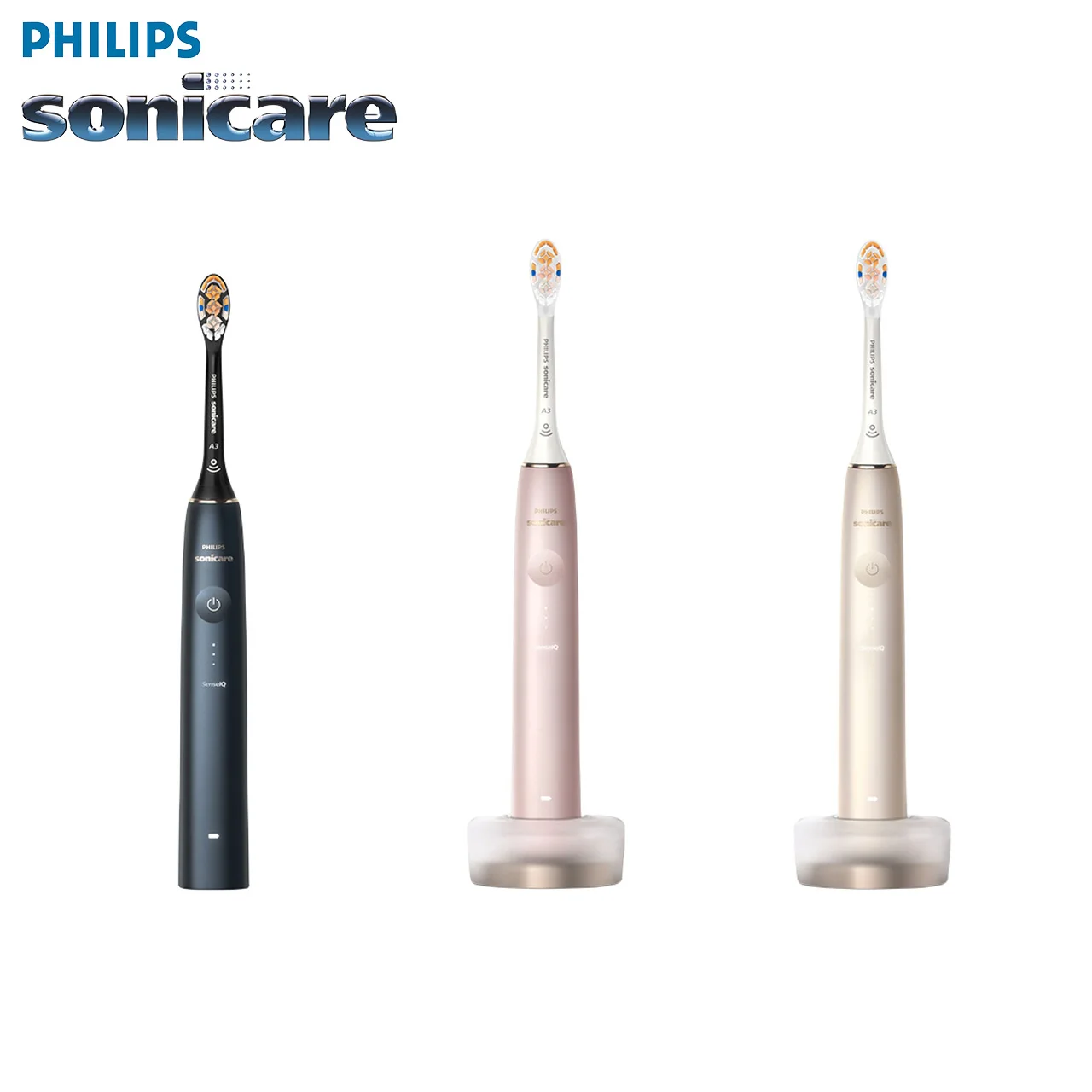 Philips Sonicare DiamondClean HX9996 перезаряжаемая электрическая зубная щетка Philips сменные головки A3 взрослая черная, розовая, цвета шампанского