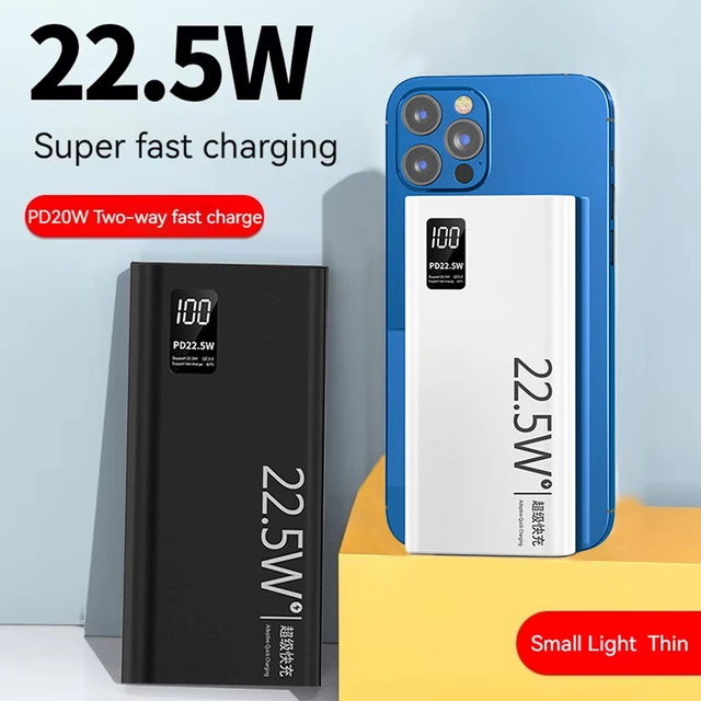 Carregador Portátil 20000mAh Turbo com Tela LCD Carregamento Rápido para Viagem, Camping, Praia, Trânsito, Aeroporto e Hotel