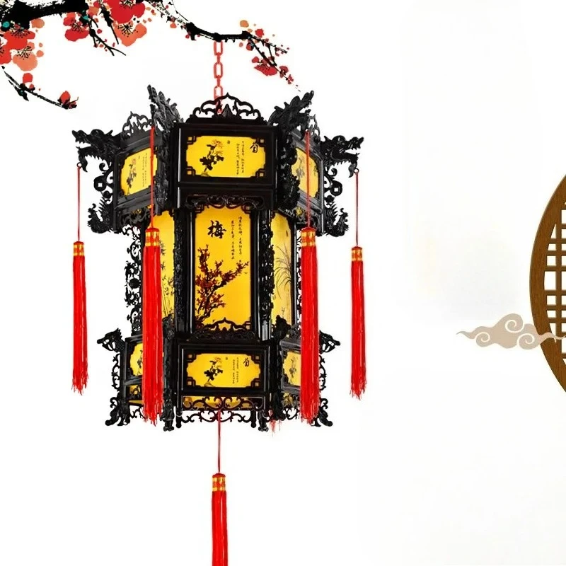 Chinese Antique Palace Hexagonal Lantern Chandelier Traditional New Year Spring Festival Decor for Restaurant And Home