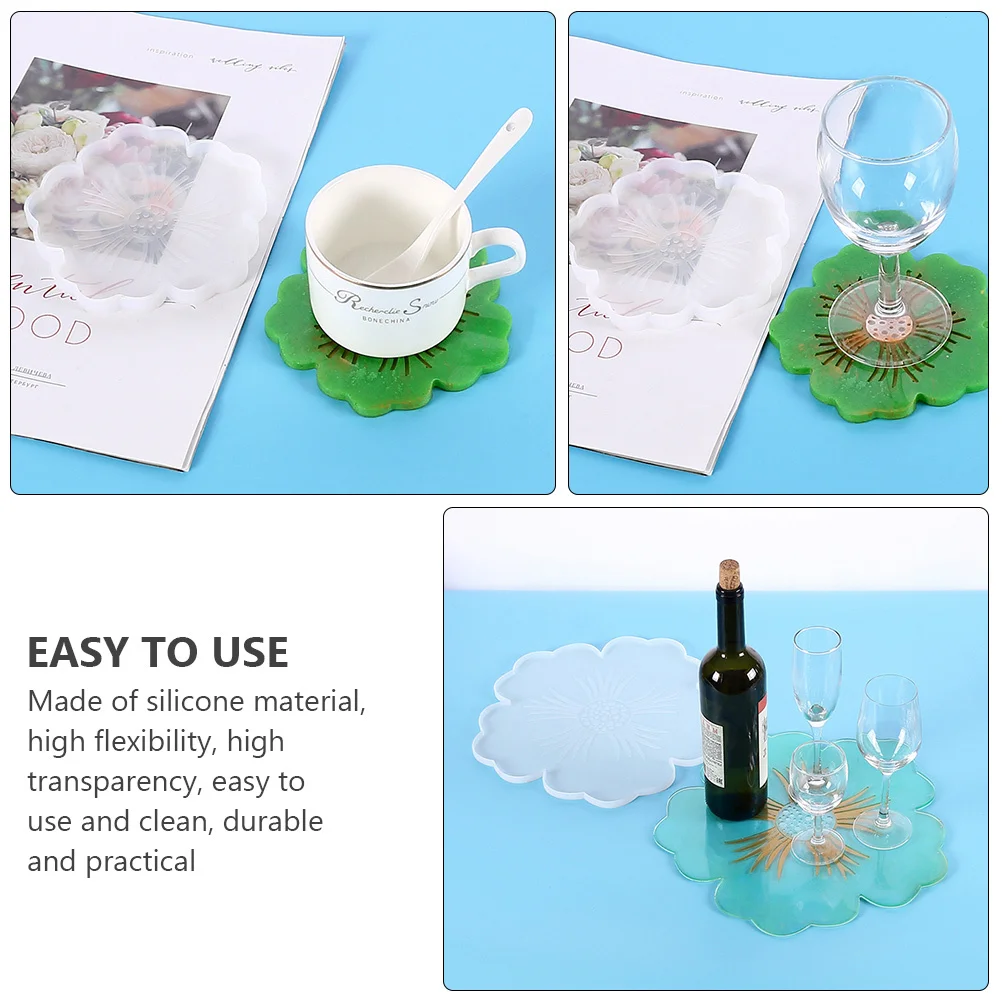 

2Pcs Flower Shape Silicone Epoxy Resin Mold DIY Coaster Tray Casting Mold for Colorful Desk Decorations Home Ornament