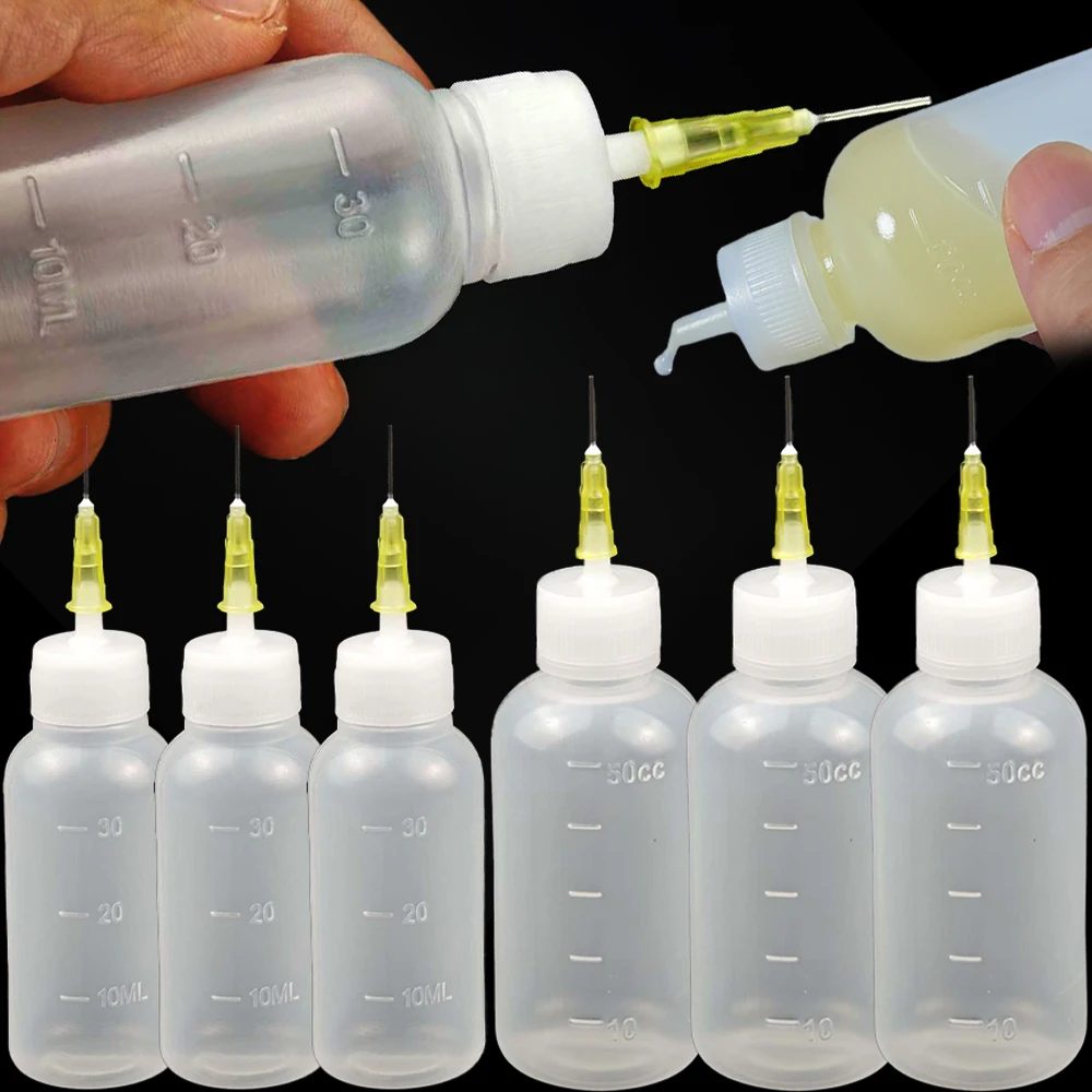 30Cc 50Cc Needle Tip Glue Squeeze Bottles, Precision Tip Applicator Bottles 5 Bottles and 5 Needles