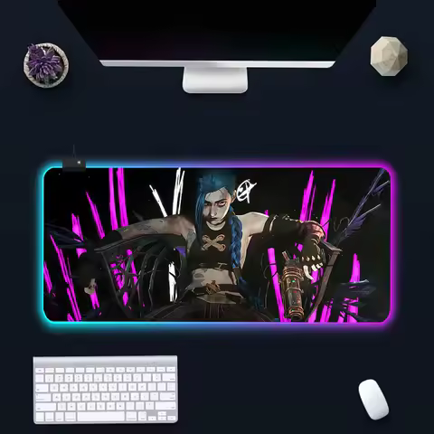 Arcane Cartoon RGB Pc Gamer Keyboard Mouse Pad Mousepad LED Glowing Mouse Mats Rubber Gaming Computer Mausepad