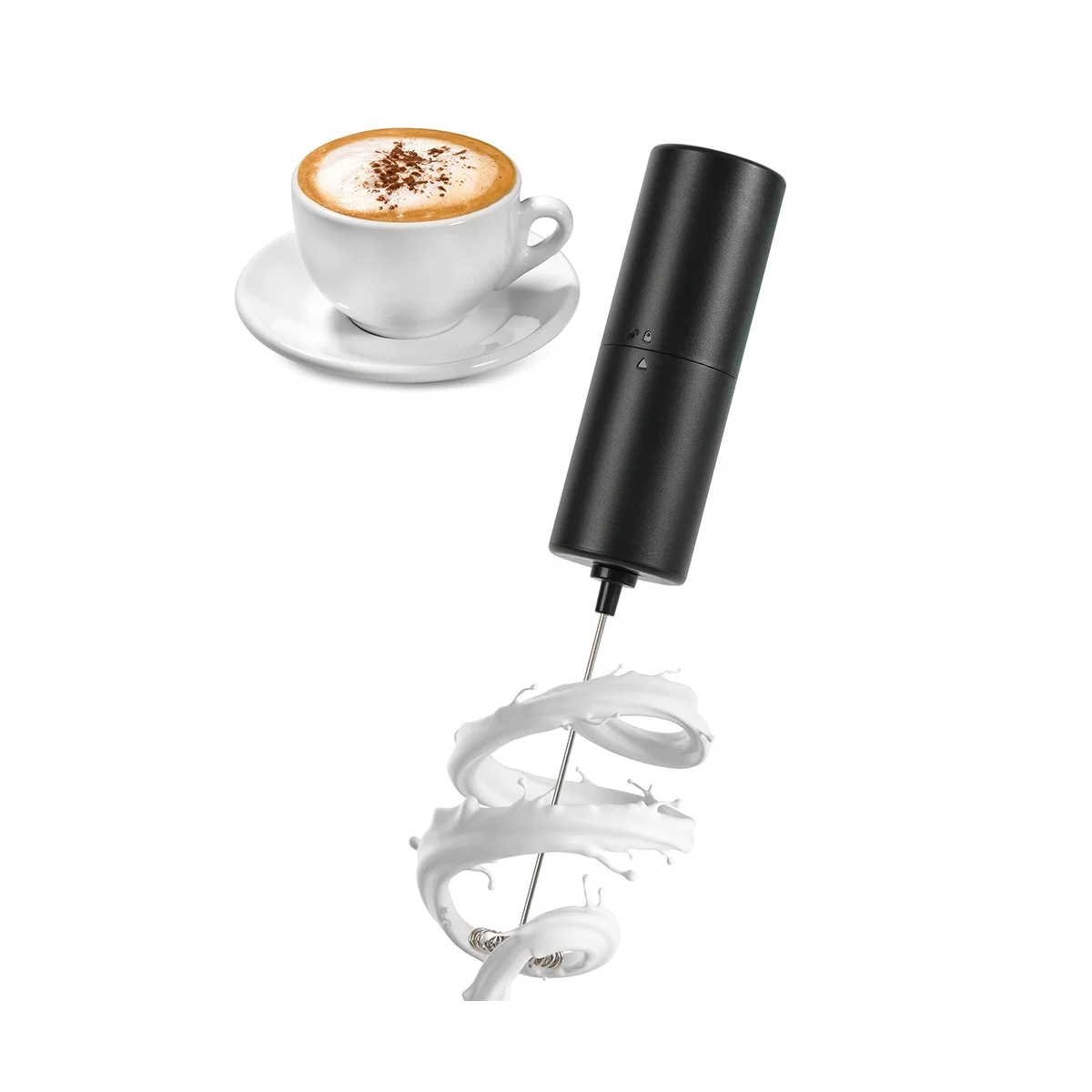 Handheld Black, Battery Operated Beverage Mixer, Mini Coffee Mixer for Latte, Cappuccino, Matcha