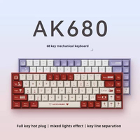 AJAZZ AK680 Compact Wired Mechanical Keyboard, 68-Key Dual Keycaps, Full-Key Hot-Swappable, Ergonomic Design, USB Powered