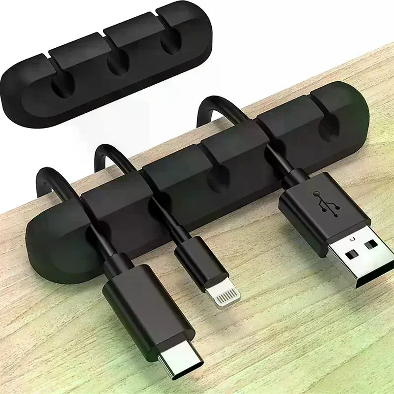 USB Cable Clip Winder Organizer Round Charger Cord Clips Desk Tidy Management Wire Adhesive Holder Clamp In Home Office 3PCS