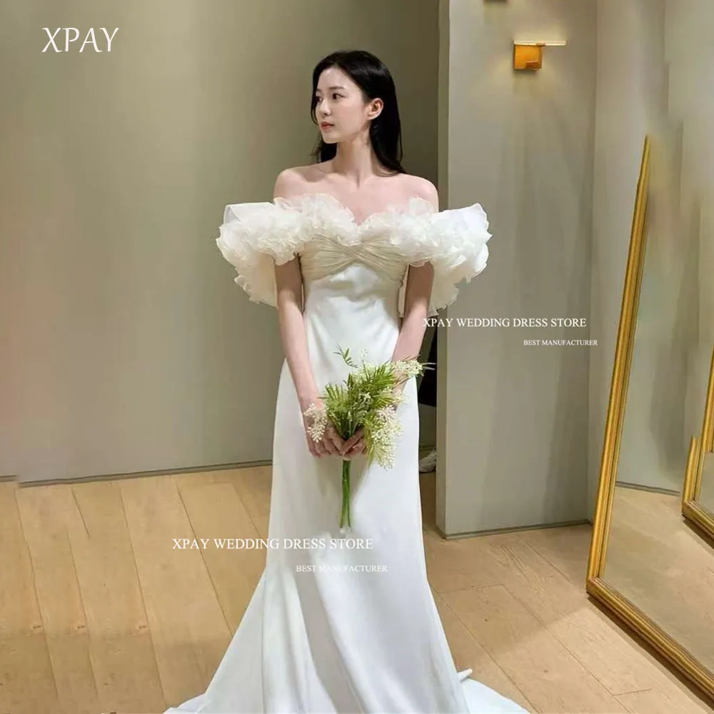

XPAY Luxury Multi-layered Sweetheart Collar Wedding Dresses For Korea Photo shoot Mermaid Trumpet Customized Wedding Photoshoot
