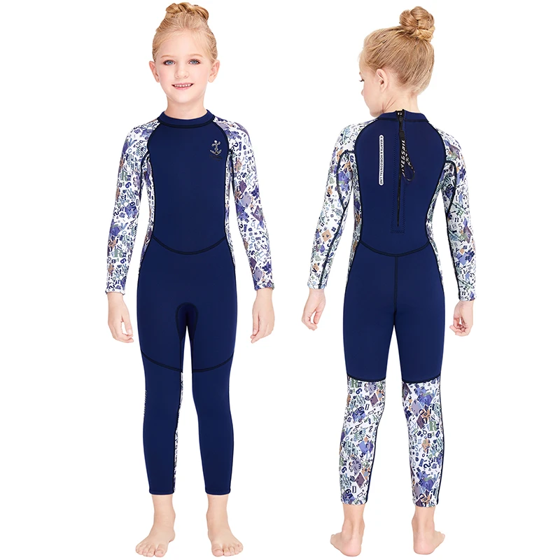 Kids Wetsuit Full Body Boys Girls 2.5mm Neoprene One Piece Thermal Swimsuit Surfing Kayaking Scuba Diving Suit Toddler Swimwear