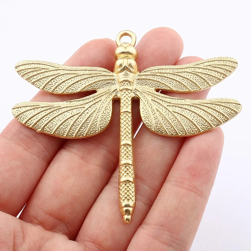1 x Matt Gold Color Bohemia Large Dragonfly Charms Pendants for DIY Necklace Jewelry Making Findings 68x66mm