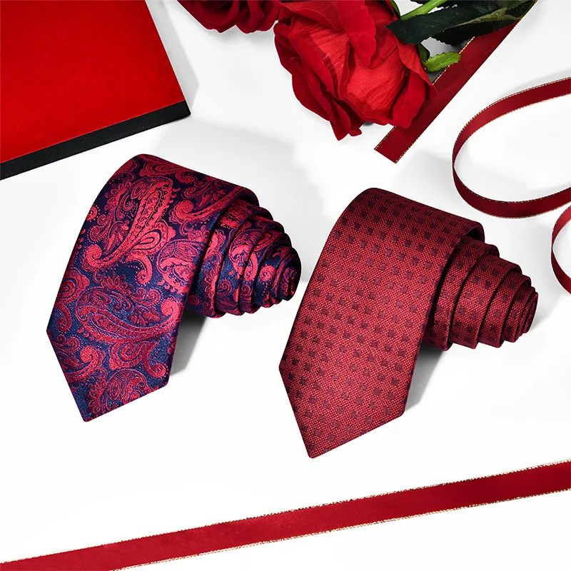 

Wedding Tie Men's Groom and Best Man Wine Red Banquet Host Men's Business Dress Tie Factory Stock 4