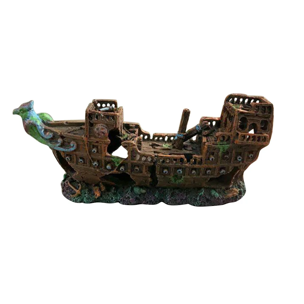 

Pirate Ship Resin Aquarium Decoration Soft Flexible Lifelike Fish Tank Ornament Underwater Fake Decor for Fresh Salt Water