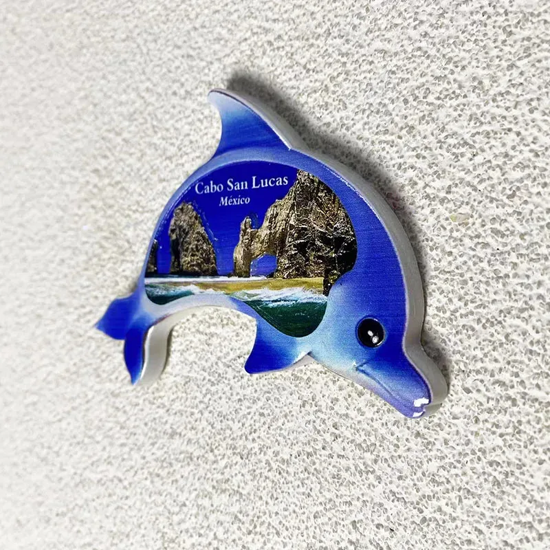 1pc, Cabo SAN Lucas, Mexico Tourism Souvenir Crafts Three-dimensional decorative dolphin 3d Painted refrigerator magnets