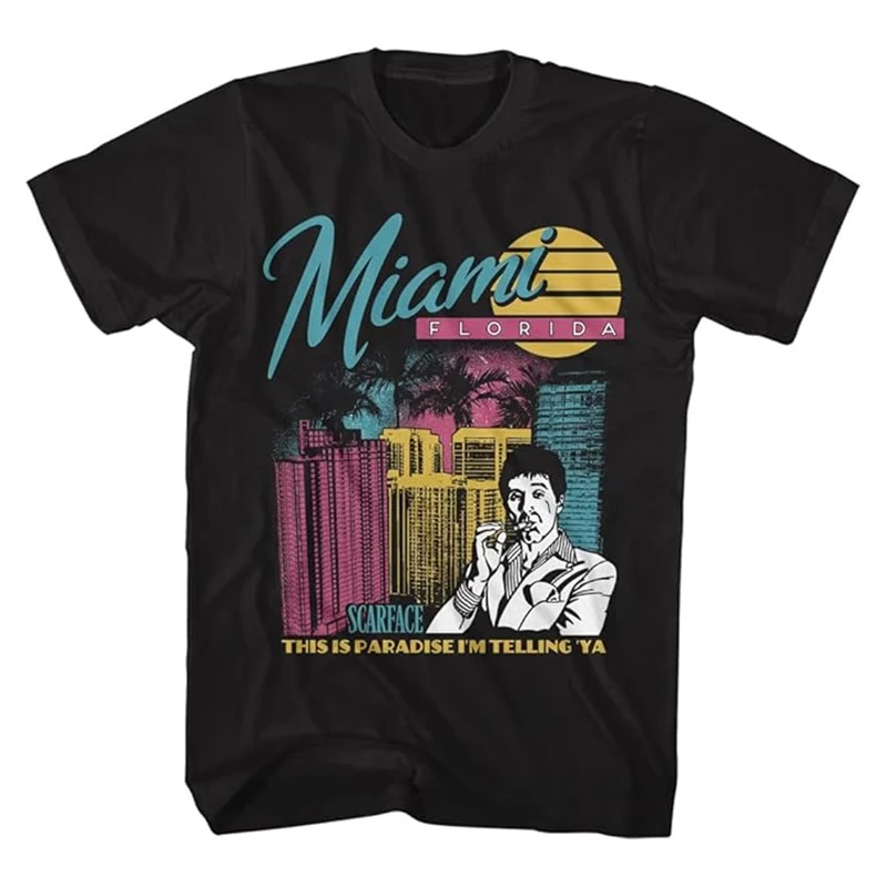 تي شيرت American Vintage 1983 Scarface Al Pacino Movie Joint فضفاض بأكمام قصيرة يسمح بمرور الهواء