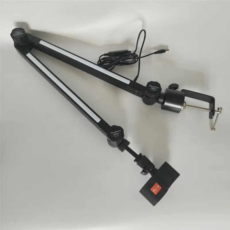 A23F-RGB Microphone Stand Mic Holder With RGB Light Rotatable Suspension Boom Scissor Stand For Gaming Streaming