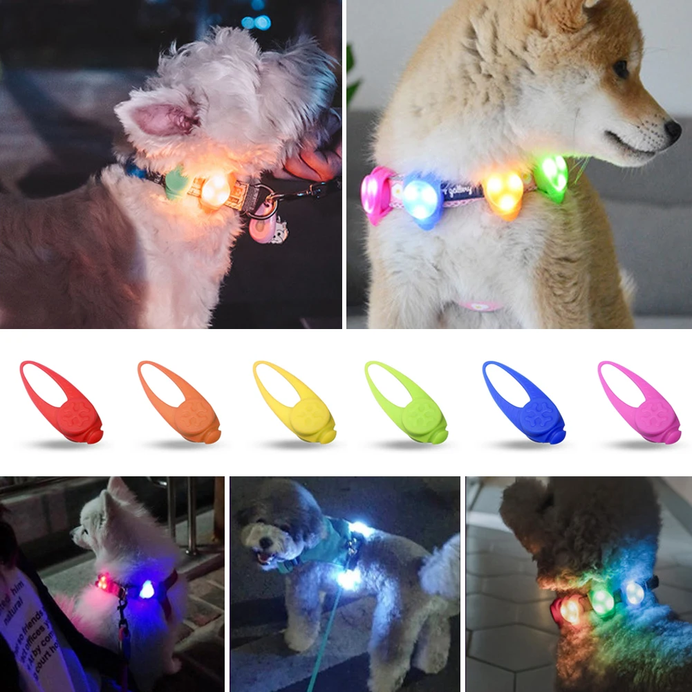 Pet Collar Glowing Pendant Night Walking Warning Light Pendant Dog Puppy Led Silicone Safety Flashing Necklace Light