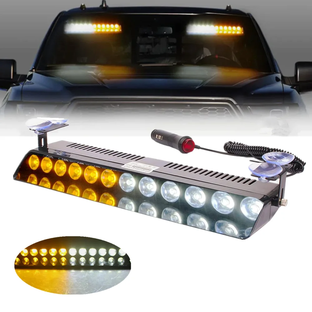 New Amber Car LED Strobe Light for Windshield Emergency Light Warning Signal Flashing Lamp Car Truck Strobe LED Beacon Light