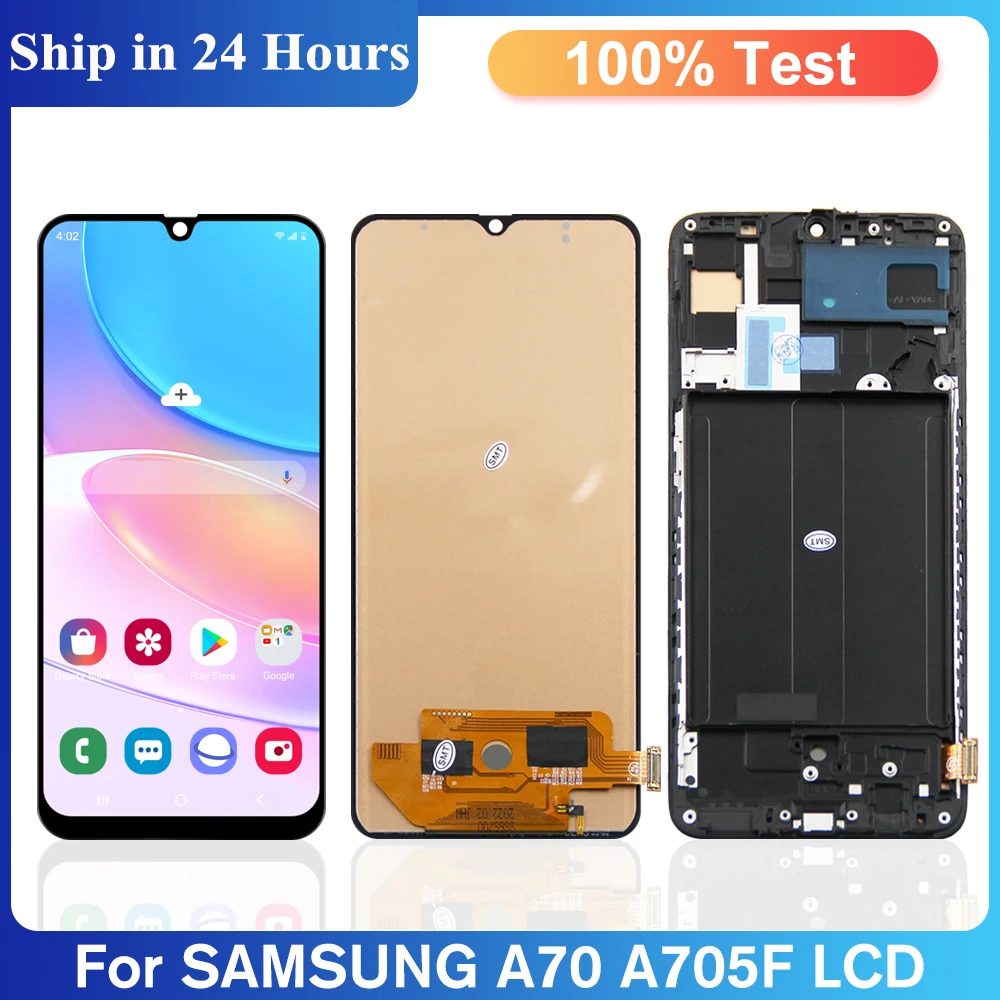 OLED A70 For Samsung Galaxy A70 LCD Display Touch Screen Digitizer Assembly For Samsung A705 A705F Screen Replacement with Frame