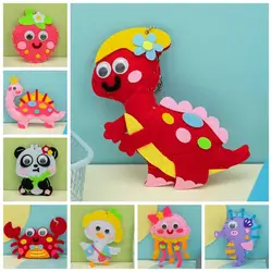 Cartoon Animals DIY Sewing Craft Kit Toys Dinosaur Sewing Animal Non-woven Dolls Non-woven Handmade Dinosaur Sewing Set Gifts