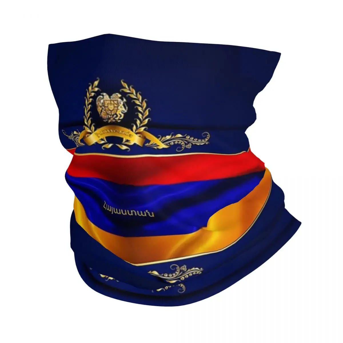 Golden Armenia Bandana Neck Cover Printed Armenian Flag Wrap Scarf Warm Balaclava Outdoor Sports Unisex Adult Windproof