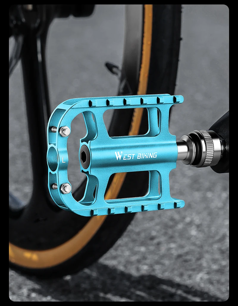 WEST BIKING Fahrradpedale mit Schnellspanner, Aluminiumlegierung, 3 abgedichtete Lager, rutschfest, 14 mm Cr-Mo-Achse, leichte MTB- und Rennradpedale – Detail 19