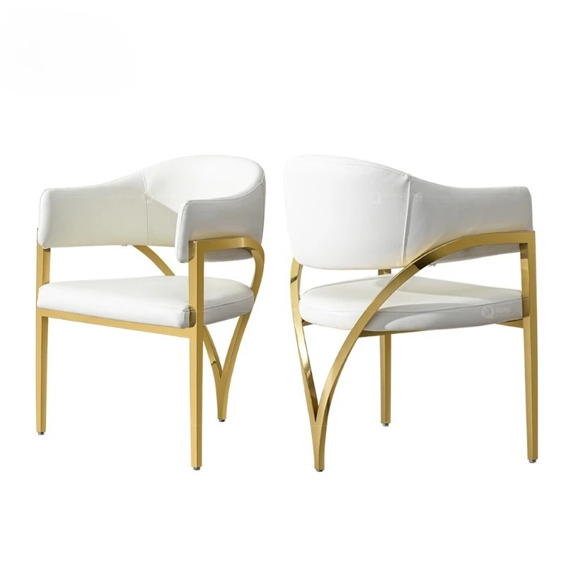 Home Premium Soft Bag High-end Back Chair Stainless Steel Restaurant Furniture Leather Dining Table