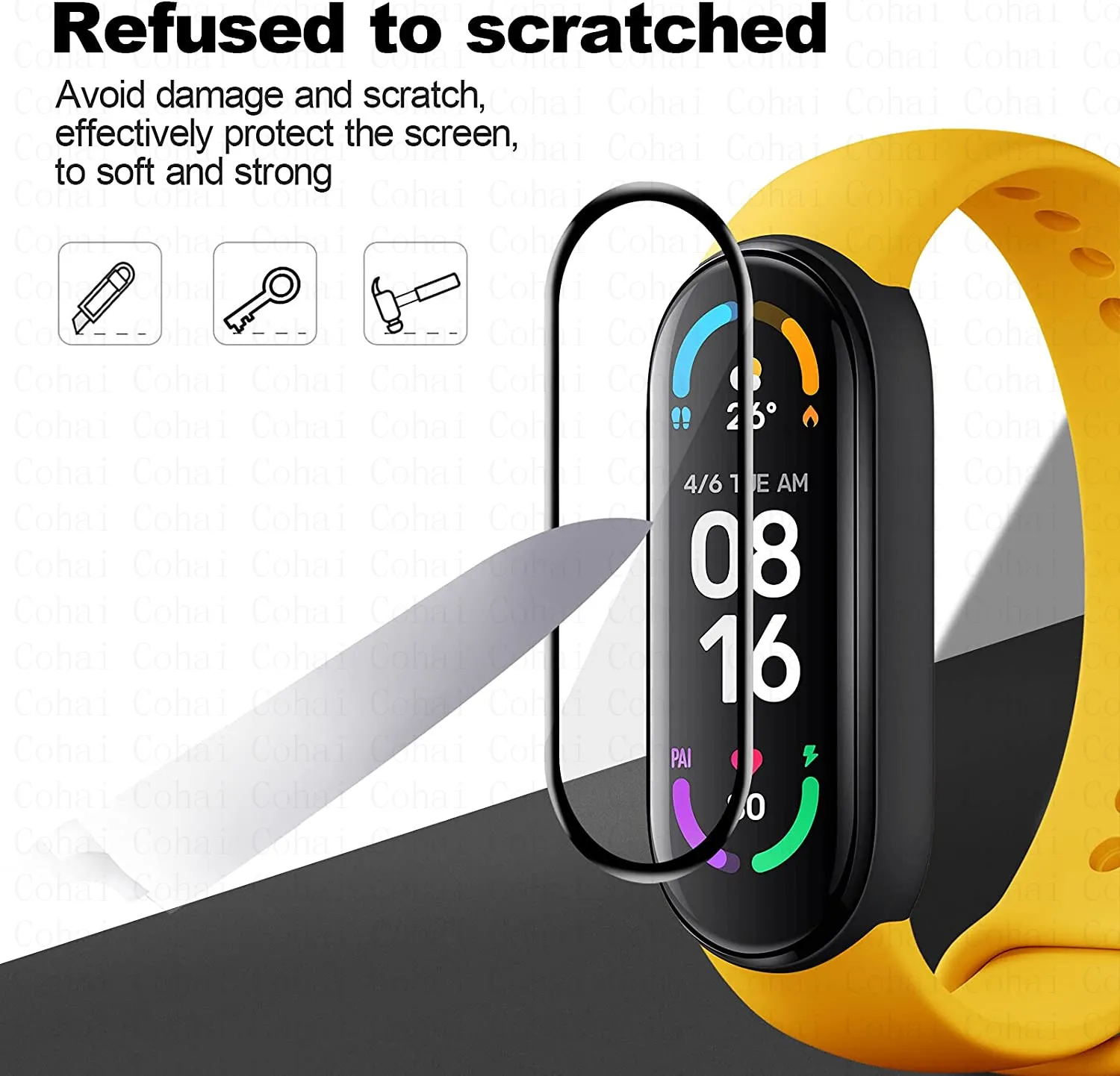9D Phim Kính Cường Lực Cho Xiaomi Mi Band 4 5 6 Tấm Bảo Vệ Màn Hình Cho Miband 6 5 Thông Minh Dây Full Bảo Vệ bao Da Ốp Lưng Dây Đeo Vòng Tay