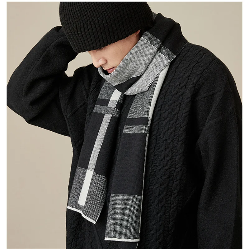 Bufanda de invierno de estilo británico para hombre, chales de Pashmina de Cachemira, Bufanda cálida a cuadros, nuevo regalo de cumpleaños, 2022