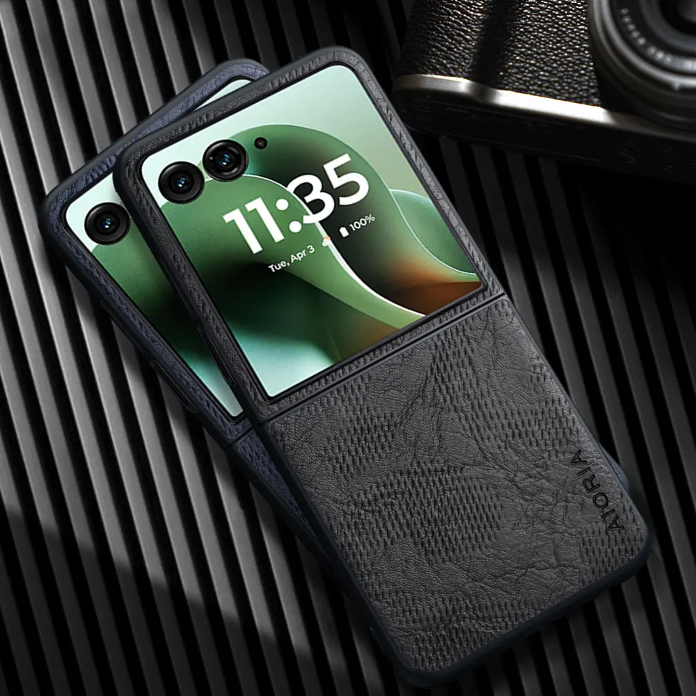 Funda para motorola razr 70 70+ 60 50 ultra Plus, funda de lujo para teléfono de piel sintética agrietada, funda para Moto razr 70 ultra