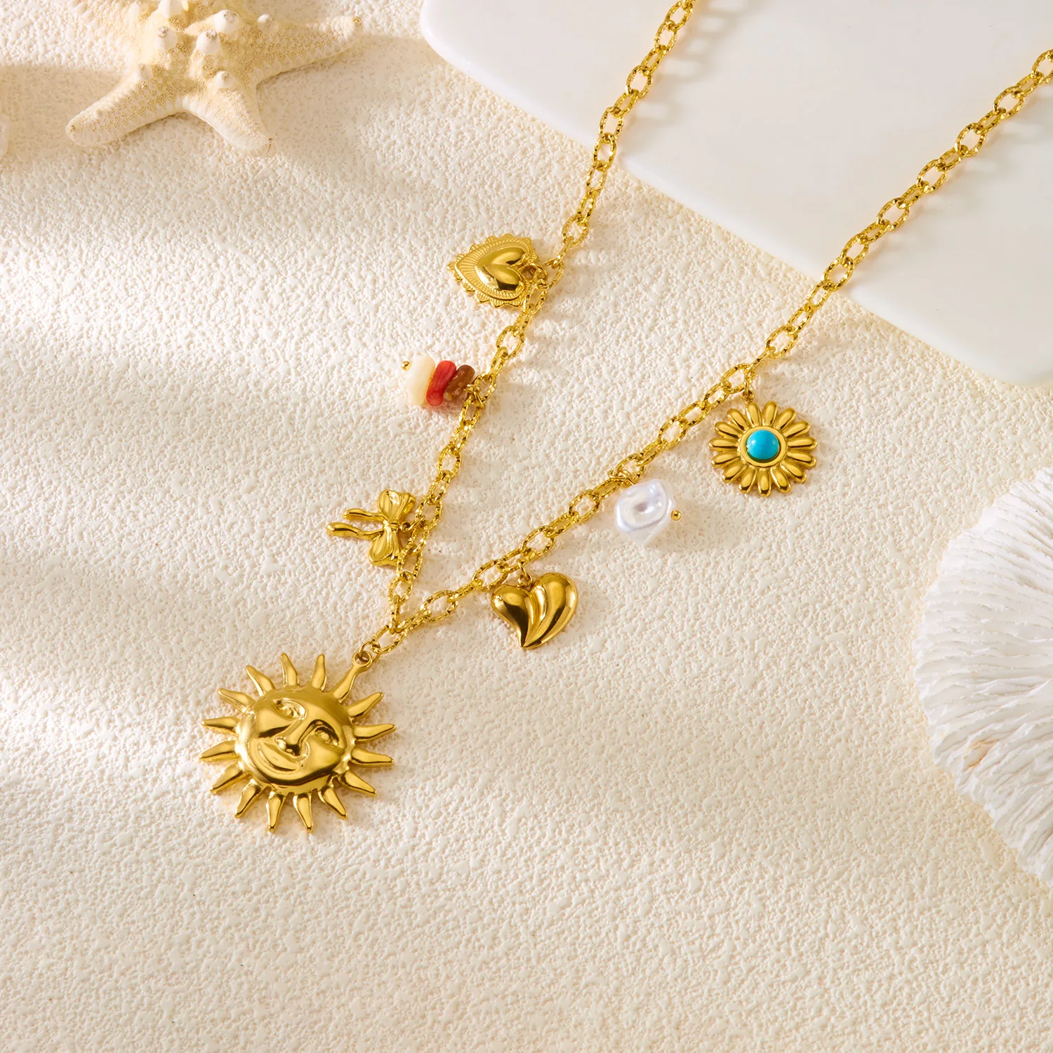 Mode Edelstahl Metall Conch Halsketten für Frauen Nette Shell Quaste Keramik Fisch Halsketten Party Täglichen Schmuck Geschenke – Detail 27